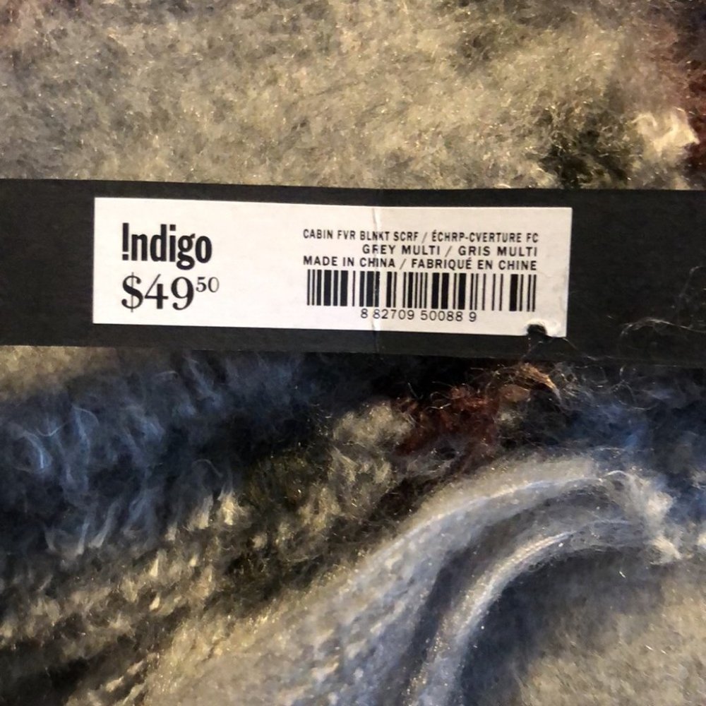 LOVE& LORE CABIN FEVER BLANKET SCARF GREY MULTI - Picture 3 of 8